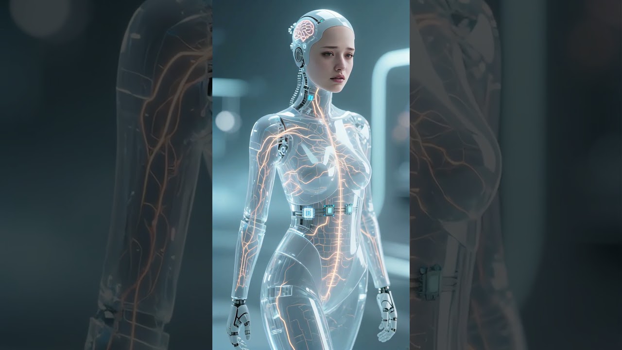 Three-dimensional beautiful female robot with clearly visible internal structure. #robot